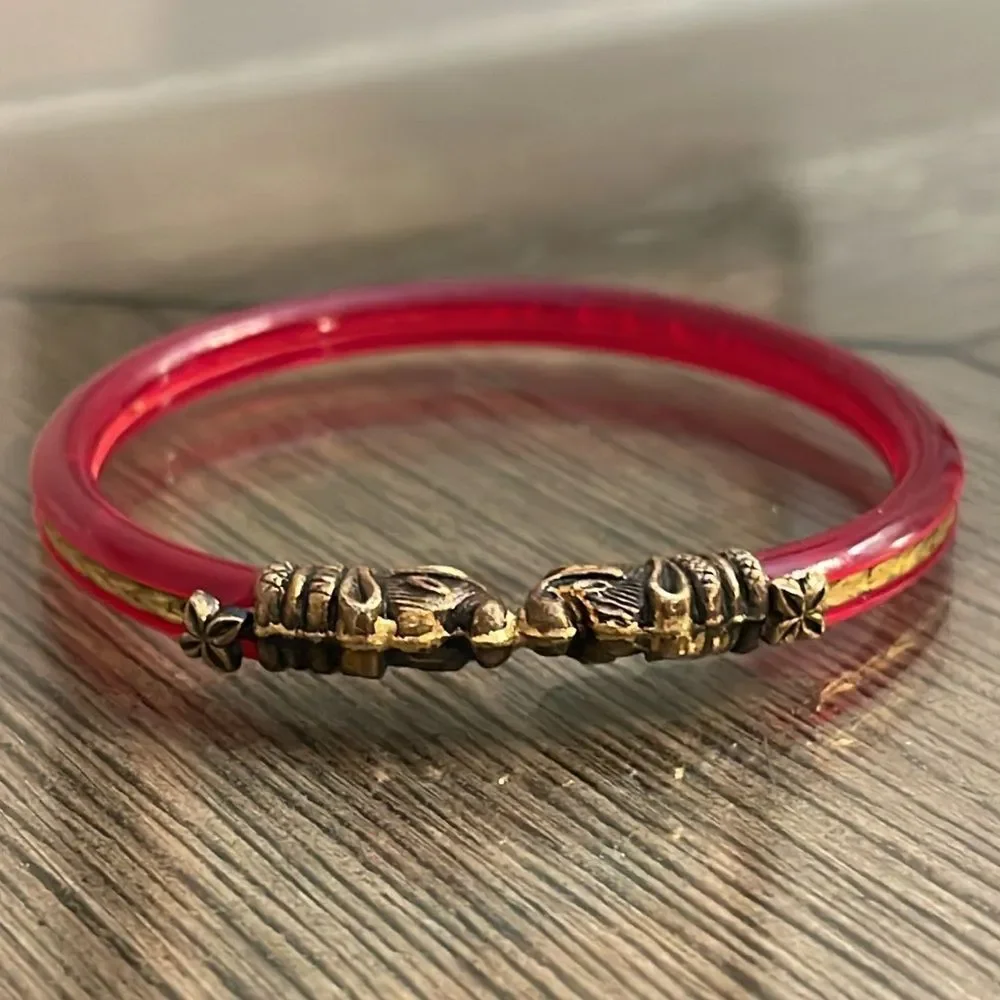 Gajmukhi Elephant Face Design Bangle Bracelet Lucite/Acrylic Tortoise Shell